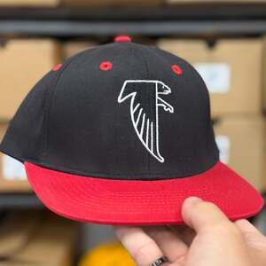 Atlanta Falcons Throwback Logo Snapback Hat Black Red Green Underbrim NFL